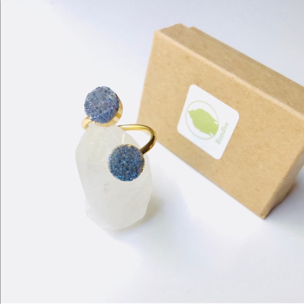 Bondhu | Blue Spiral Druzy Ring - Picture 3 of 8